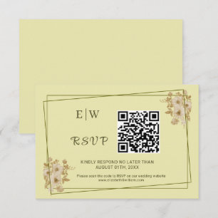 Rose-Rahmen - Mongram, Celestial Yellow Wedding RSVP Karte