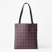 Rose Red Blue Black Plaid Tartan Tote Bag