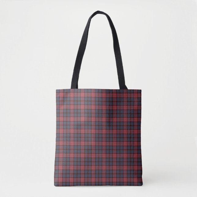 Rose Red Blue Black Plaid Tartan Tote Bag (Vorderseite)