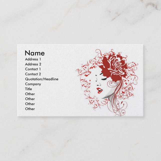 Rose_red, Name, Anschrift 1, Anschrift 2, Kontakt  Visitenkarte (Vorderseite)