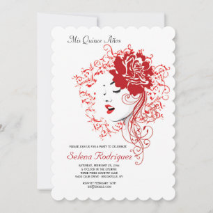 Rose Red Quinceañera Einladung