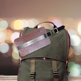 Rose Red Snakeskin Digital Leather Silver Metal Gepäckanhänger