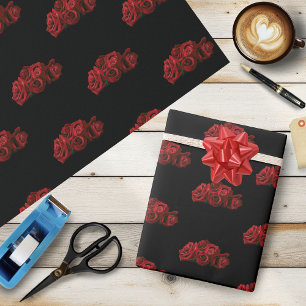 Rose Red White Black Wedding Geschenkpapier
