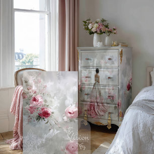 Rose Reverie II Rosé Rosa Rosen Grauer Damast Seidenpapier