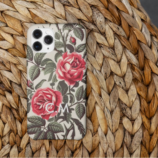 Rose Reverie Monogram iPhone Case Hülle (Von Creator hochgeladen)