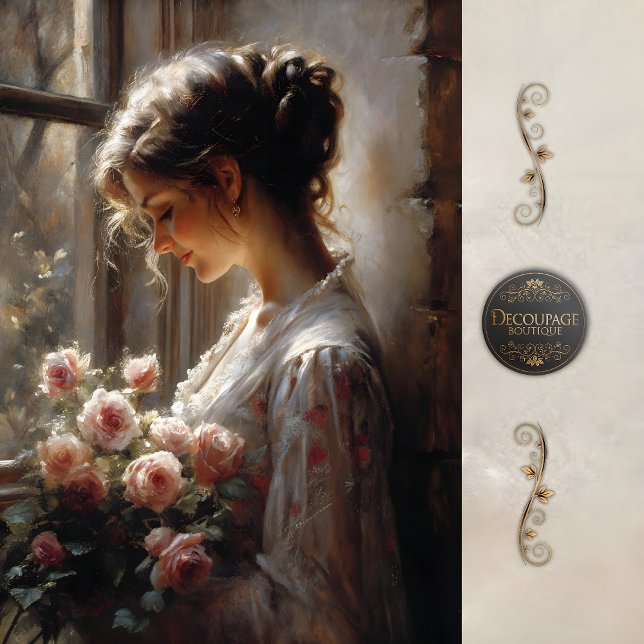 Rose Reverie Woman Decoupage Seidenpapier (Rose Reverie Woman Decoupage Tissue Paper)