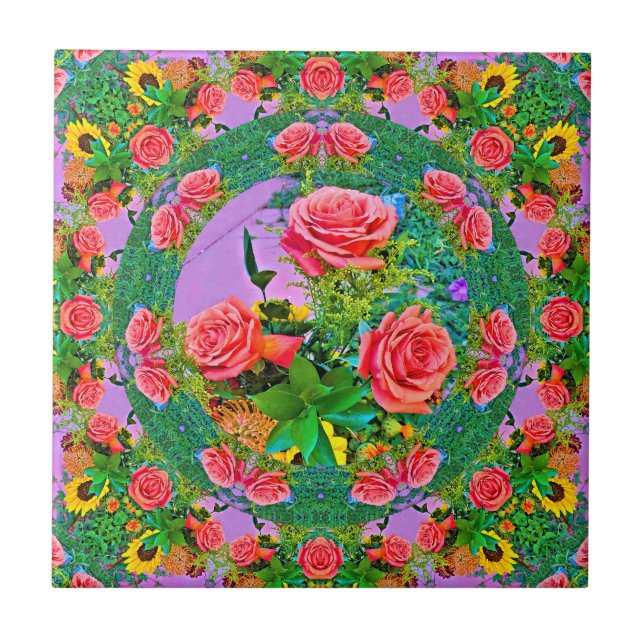 Rose Rings Fliese (Vorderseite)