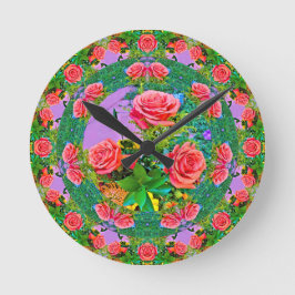 Rose Rings Runde Wanduhr