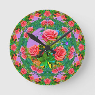 Rose Rings Runde Wanduhr