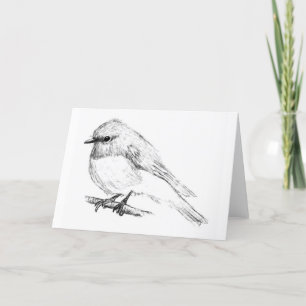Rose Robin Blank Grußkarte Karte