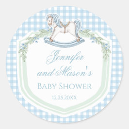 Rose-Rock-Gingham-Baby-Dusche Runder Aufkleber