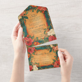 🌹 Rose Romantik: Jugendstil-Plendor All In One Einladung