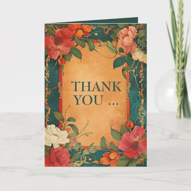 🌹 Rose Romantik: Jugendstil-Plendor Dankeskarte (Vorderseite)