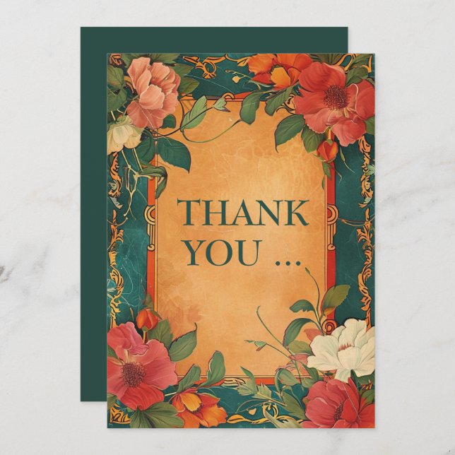 🌹 Rose Romantik: Jugendstil-Plendor Dankeskarte (Vorne/Hinten)