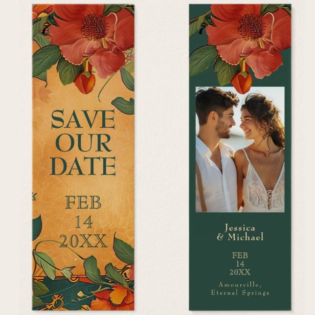 🌹 Rose Romantik: Jugendstil-Plendor Telefonnummerkarte (Save our Date, a charming and personalized way to announce your special day.)