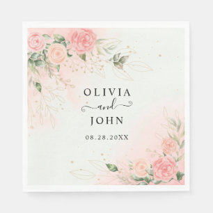 Rose Romantische Aquarellfarben Hochzeitsrosa Serviette