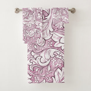 Rose Rosa Barock Verzierte Foliage Badhandtuch Set
