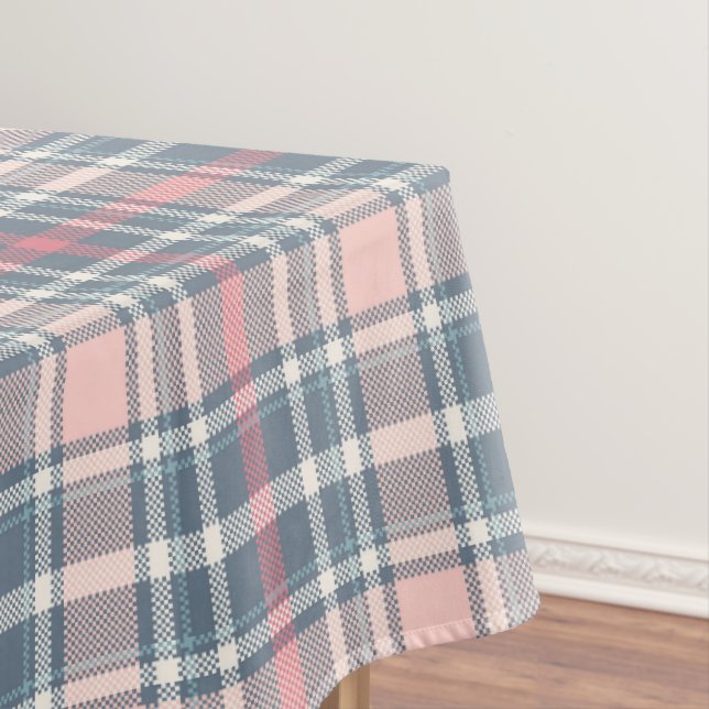 Rose, Rosa, Blauer und Weißer Tartan Kariert Tischdecke (Beispiel)