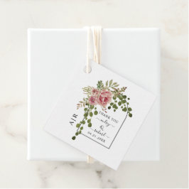 Rose Rosa Blume Bogen und Mono Hochzeit Geschenkanhänger