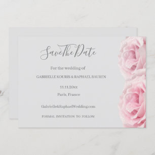 Rose Rosa Blume Grau florale Save the Date Hochzei Einladung
