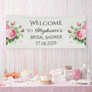 Rose Rosa Blume Rustikales Brautparty Banner