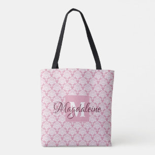 Rose Rosa Blumenmuster Damask Monogramm und Name