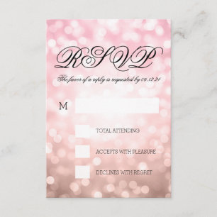 Rose Rosa Bokeh-Lichter Elegante Hochzeitsreise-UA RSVP Karte