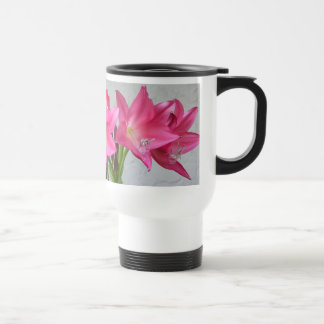 Rose-rosa Crinum Lilie NO-Fleck- Reise-Tasse Reisebecher