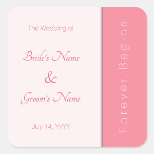 Rose Rosa ewig Beginnt Elegante Moderne Hochzeit Quadratischer Aufkleber