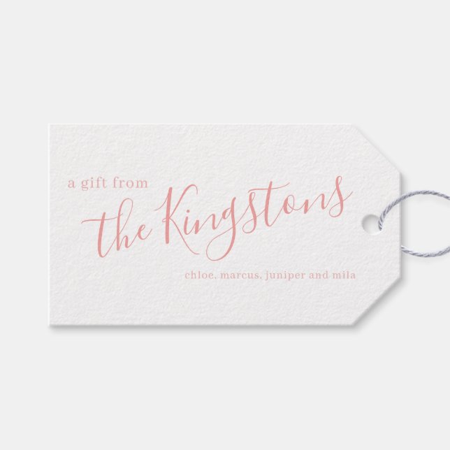 Rose Rosa Familienname Skriptgeschenktasten Geschenkanhänger (Vorderseite (Horizontal))