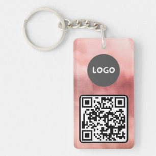 Rose-Rosa-Firmenlogo und QR-Code Schlüsselanhänger