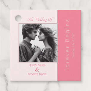 Rose Rosa Forever Beginnt Elegantes Foto Hochzeit Geschenkanhänger