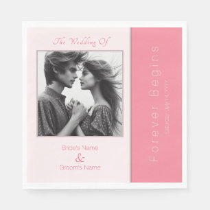 Rose Rosa Forever Beginnt Elegantes Foto Hochzeit Serviette