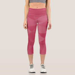 Rose rosa geometrisches Maschenmuster Capri Leggings