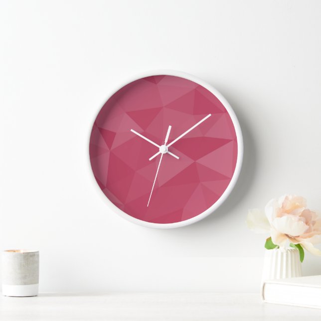 Rose rosa geometrisches Maschenmuster Uhr (Zuhause)