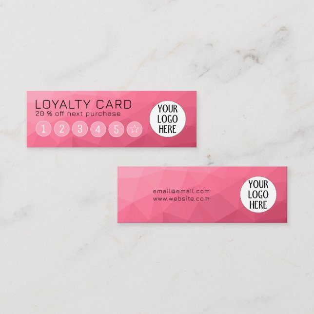 Rose rosa Geometrisches Messemuster Treuekarte (Vorne/Hinten)