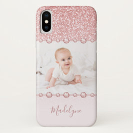 Rose Rosa Glitzer Kristall Name Foto Case-Mate iPhone Hülle