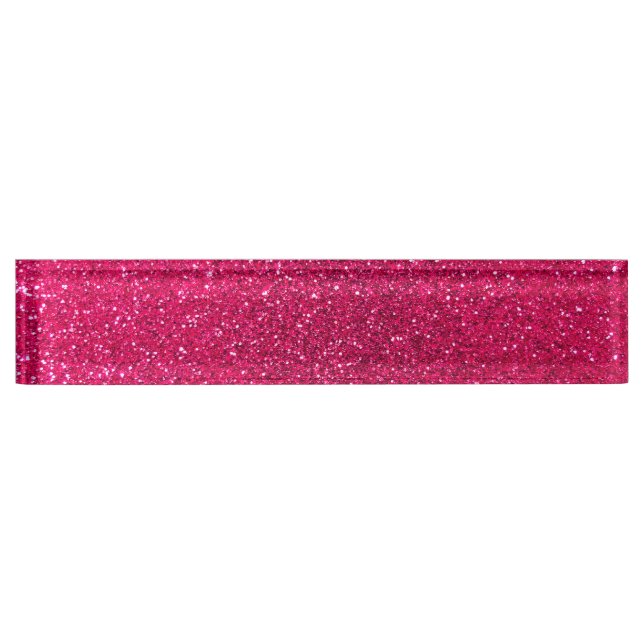 Rose Rosa Glitzer Namensplakette (Vorderseite)