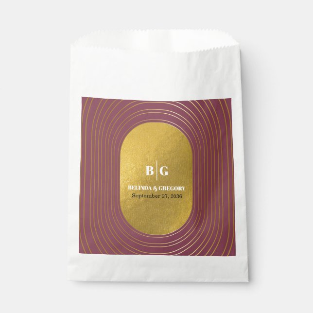 Rose Rosa & Gold Moderne Minimalistische Hochzeit Geschenktütchen (Vorderseite)