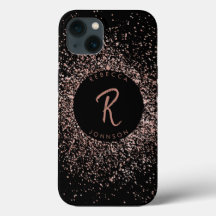 Rose Rosa Gold und Schwarz Monogramm