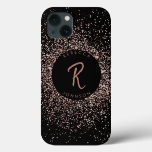 Rose Rosa Gold und Schwarz Monogramm Case-Mate iPhone Hülle