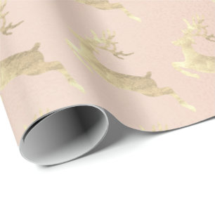 Rose Rosa Goldene Rentierferien Weihnachten Delika Geschenkpapier