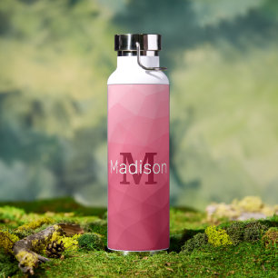 Rose rosa Gradient Geometrisches Messemuster Monog Trinkflasche