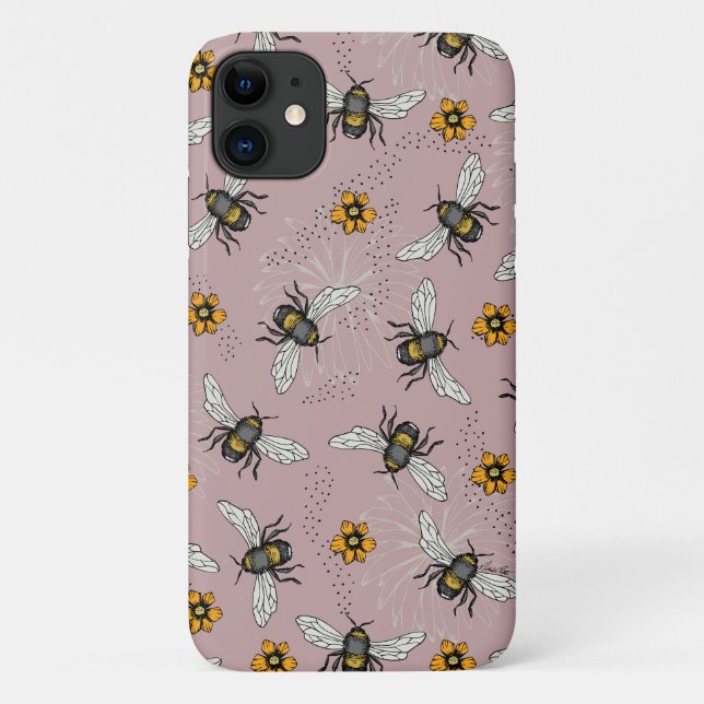Rose Rosa Honigbiene und Blume Muster Case-Mate iPhone Hülle (Rückseite)