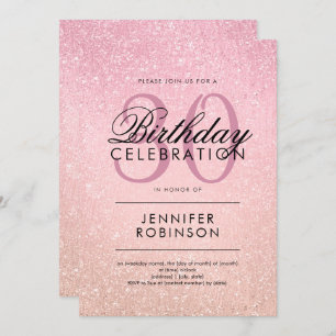 Rose Rosa jedes Alter Geburtstag Glitzer Farbe Aus Einladung