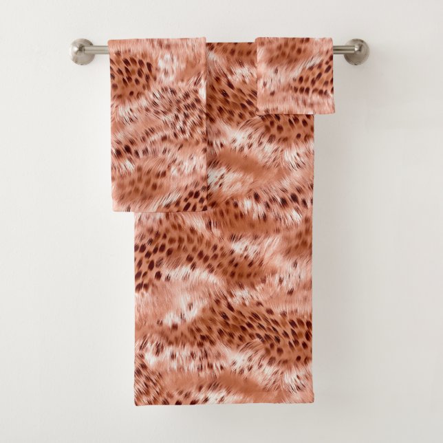 Rose Rosa Leopard Badhandtuch Set (Insitu)