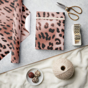 Rose Rosa Leopard Geschenkpapier