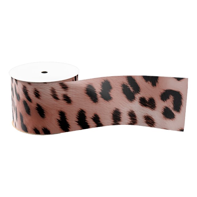 Rose Rosa Leopard Ripsband (Spule)