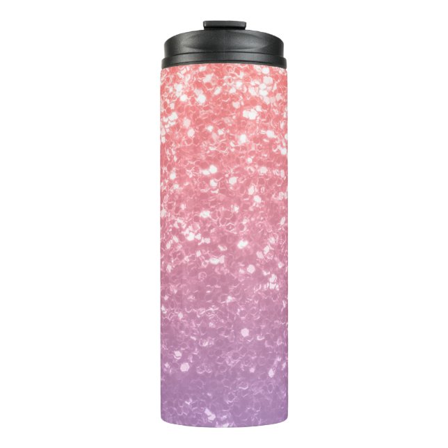 Rose Rosa lila Lavendel Imitate Glitzern Glitzer Thermosbecher (Vorderseite)