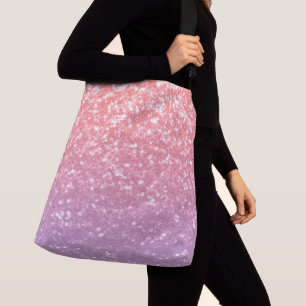 Rose Rosa lila Lavendel Imitate Glitzern Glitzer Tragetaschen Mit Langen Trägern